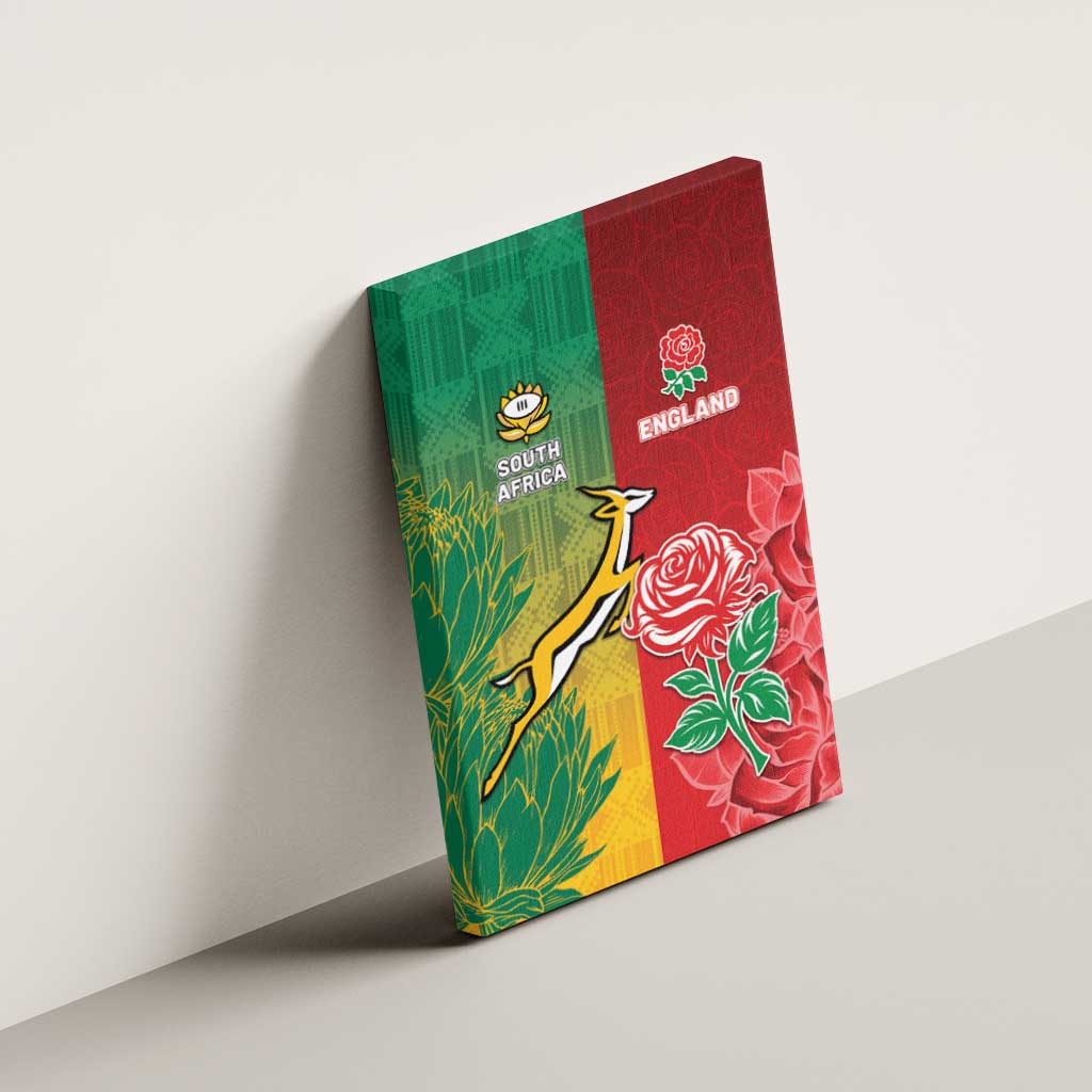 South Africa And England Rugby Canvas Wall Art Springboks And Red Rose Together - African Pride