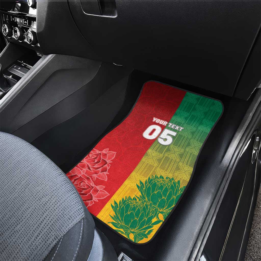 South Africa And England Rugby Custom Car Mats Springboks And Red Rose Together - African Pride