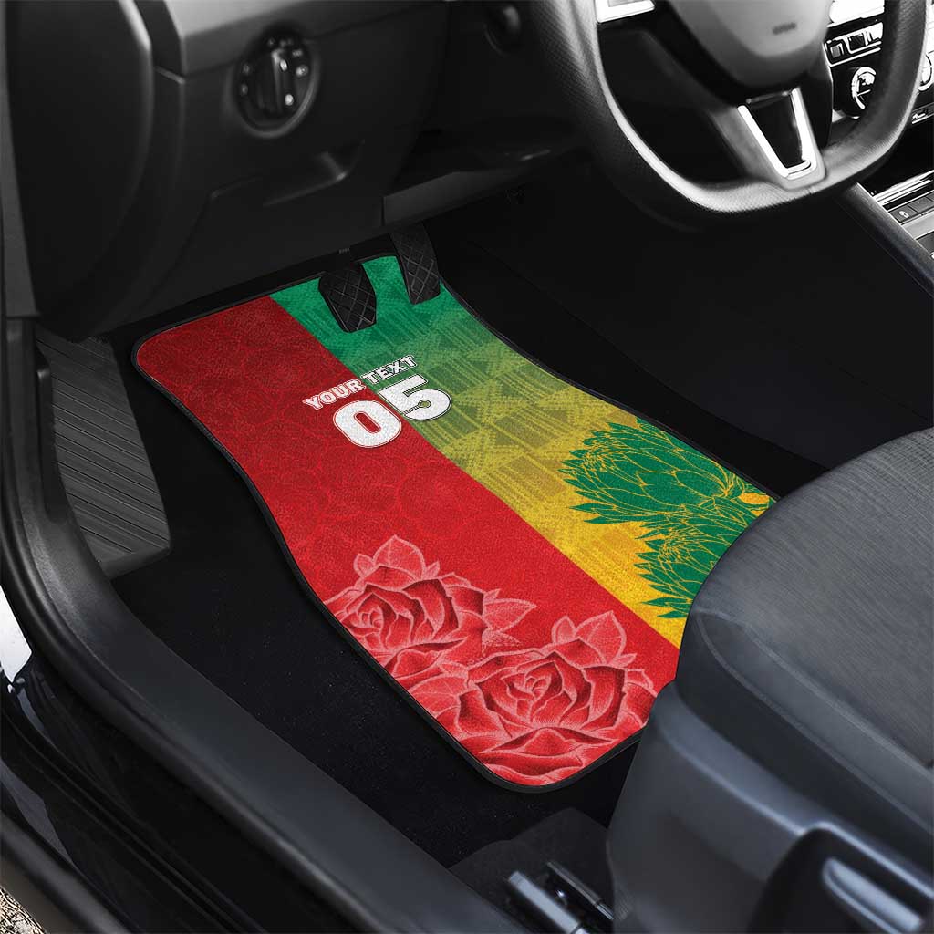 South Africa And England Rugby Custom Car Mats Springboks And Red Rose Together - African Pride