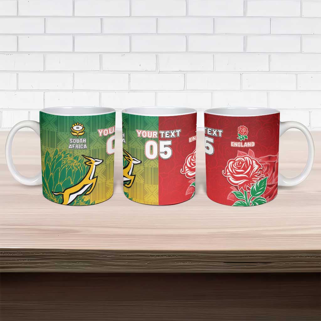 South Africa And England Rugby Custom Ceramic Mug Springboks And Red Rose Together - African Pride