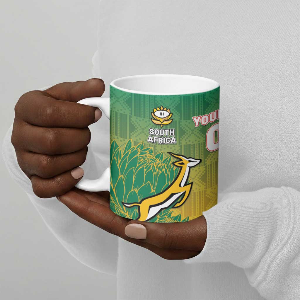 South Africa And England Rugby Custom Ceramic Mug Springboks And Red Rose Together - African Pride