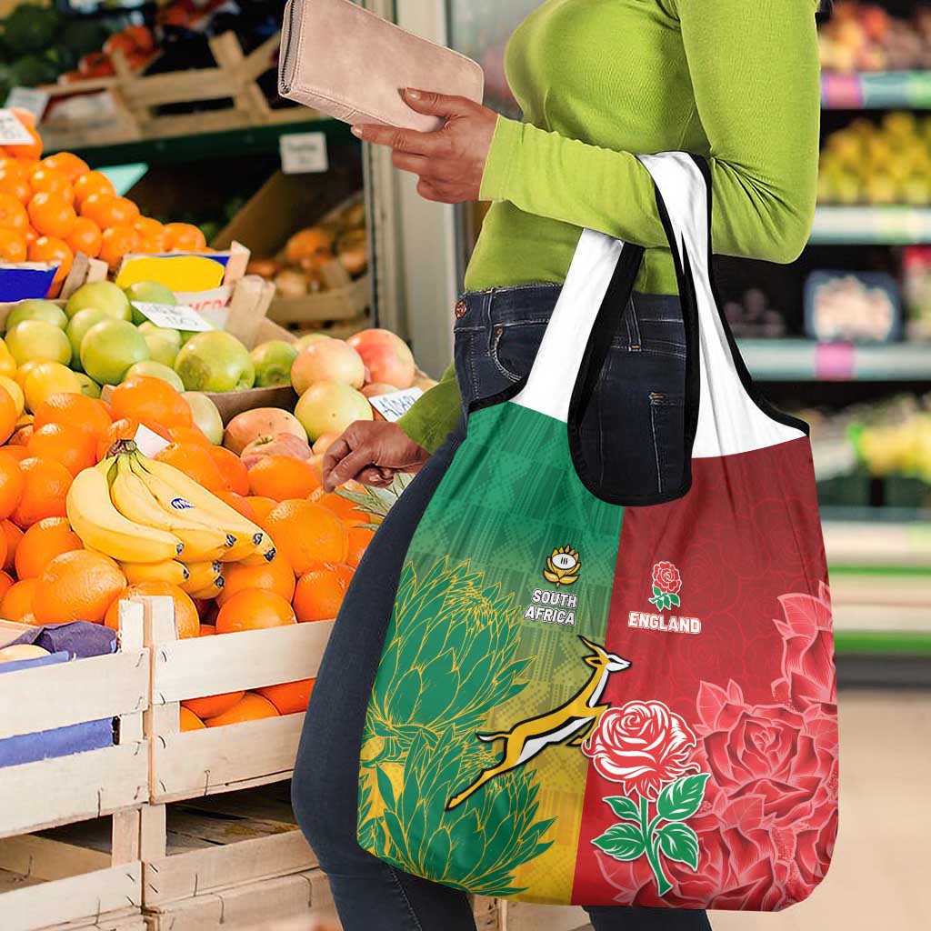 South Africa And England Rugby Grocery Bag Springboks And Red Rose Together - African Pride