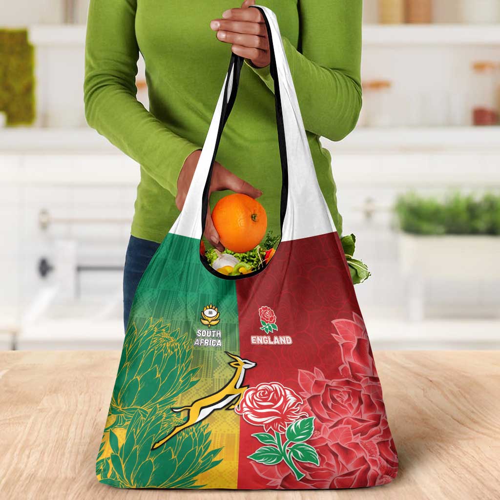 South Africa And England Rugby Grocery Bag Springboks And Red Rose Together - African Pride