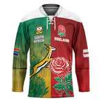 South Africa And England Rugby Custom Hockey Jersey Springboks And Red Rose Together - African Pride