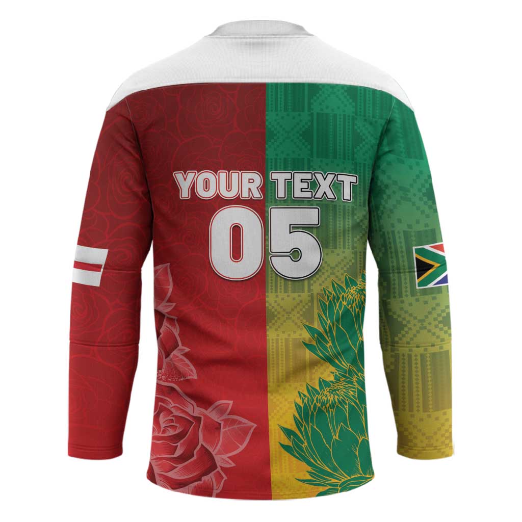 South Africa And England Rugby Custom Hockey Jersey Springboks And Red Rose Together - African Pride