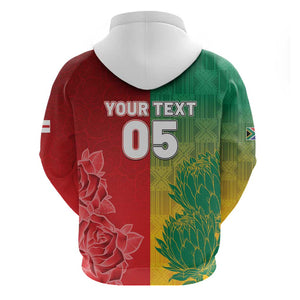 South Africa And England Rugby Custom Hoodie Springboks And Red Rose Together - African Pride