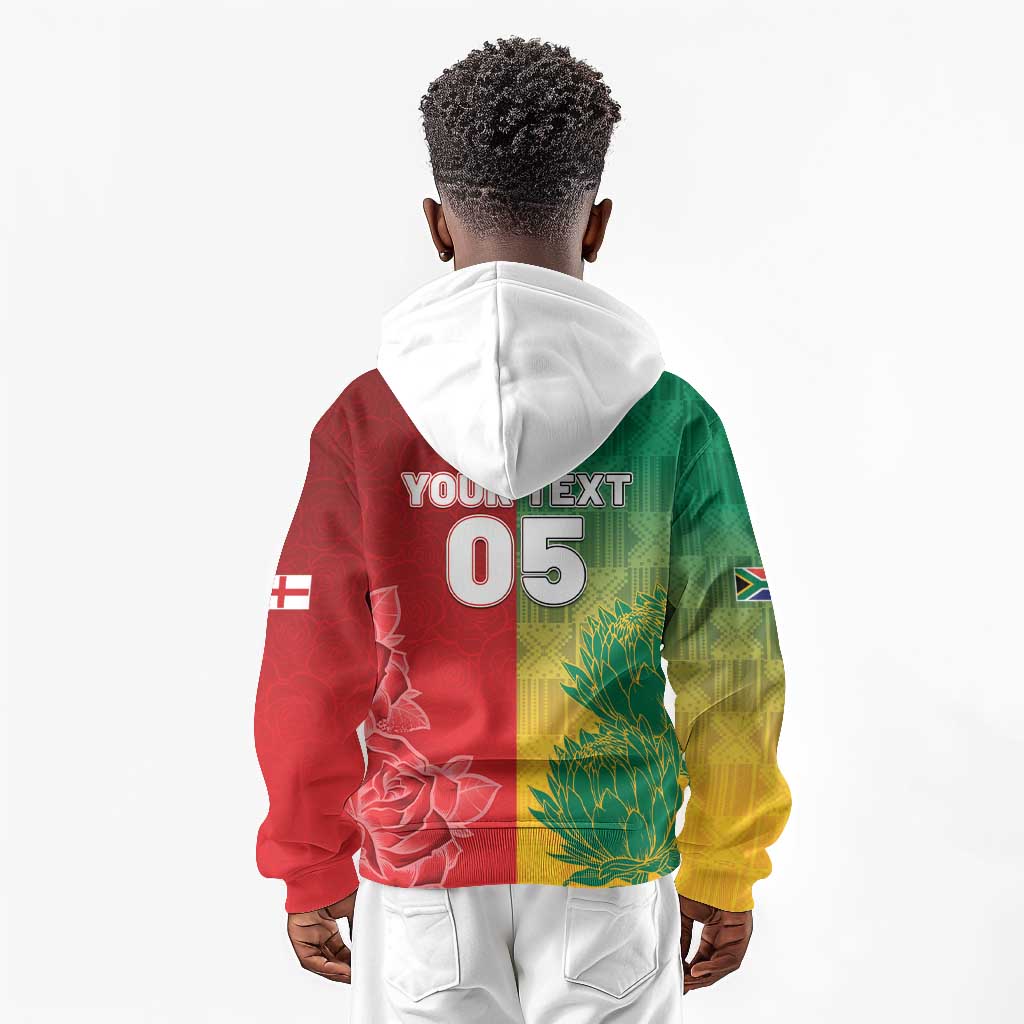 South Africa And England Rugby Custom Kid Hoodie Springboks And Red Rose Together - African Pride
