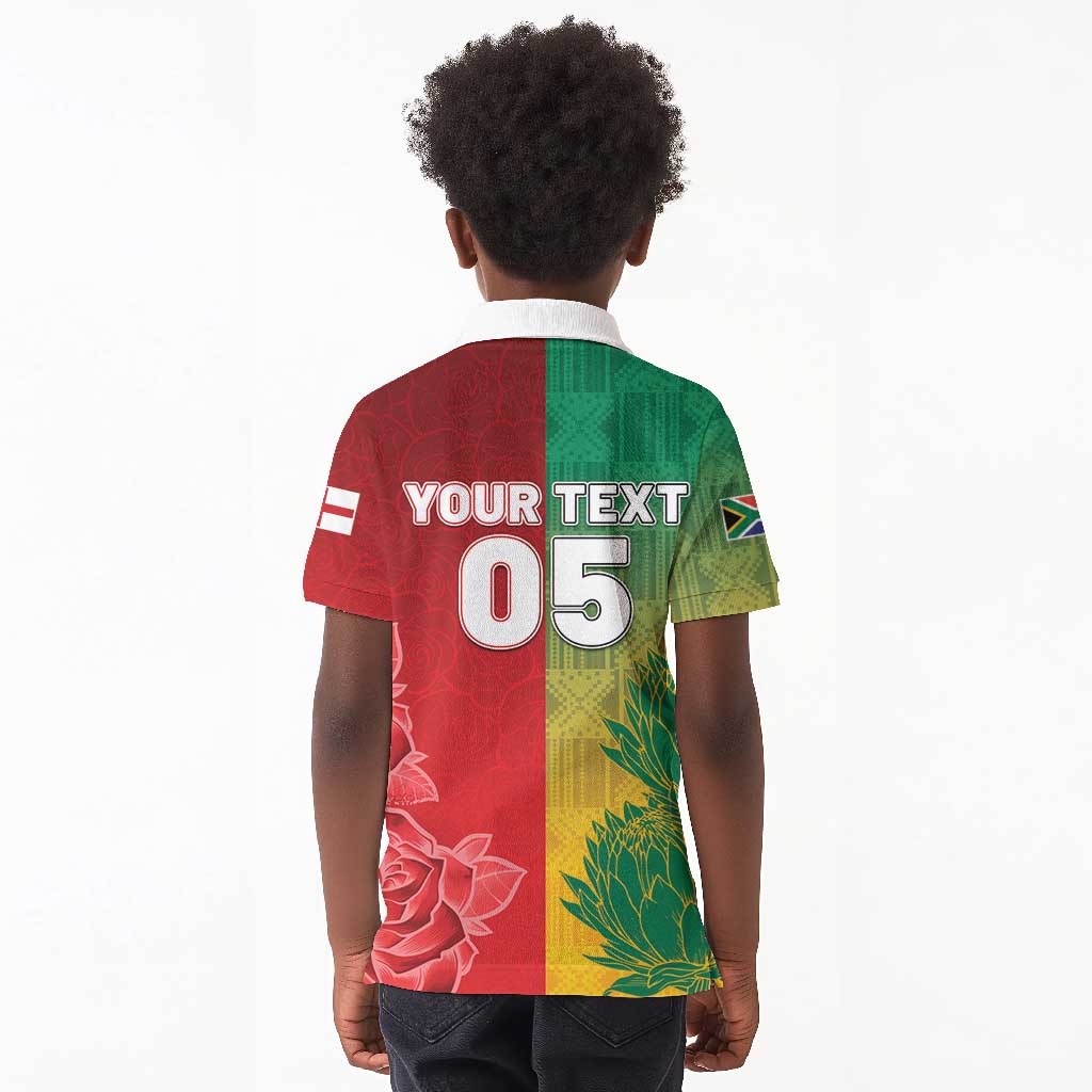 South Africa And England Rugby Custom Kid Polo Shirt Springboks And Red Rose Together - African Pride