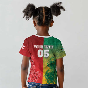 South Africa And England Rugby Custom Kid T shirt Springboks And Red Rose Together - African Pride