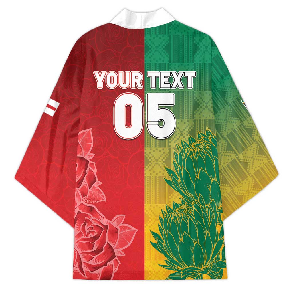 South Africa And England Rugby Custom Kimono Springboks And Red Rose Together - African Pride