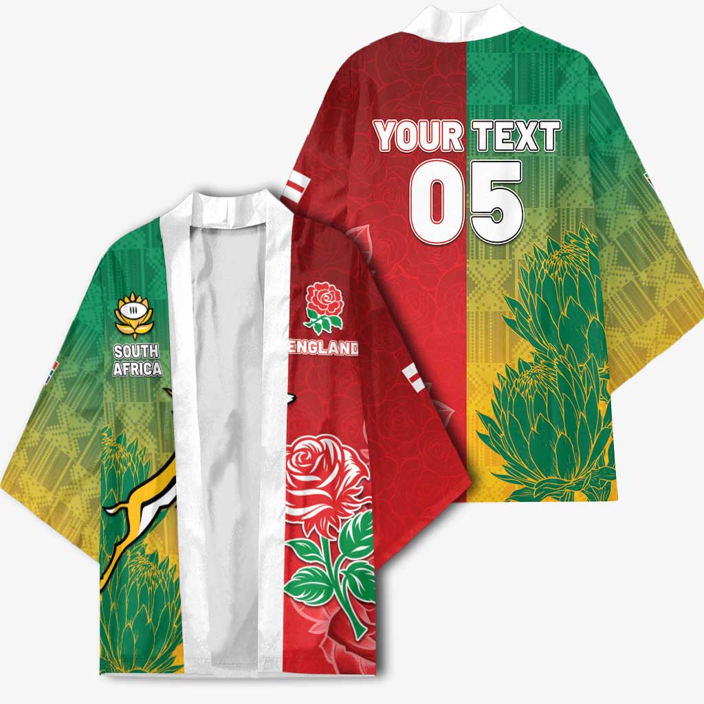 South Africa And England Rugby Custom Kimono Springboks And Red Rose Together - African Pride