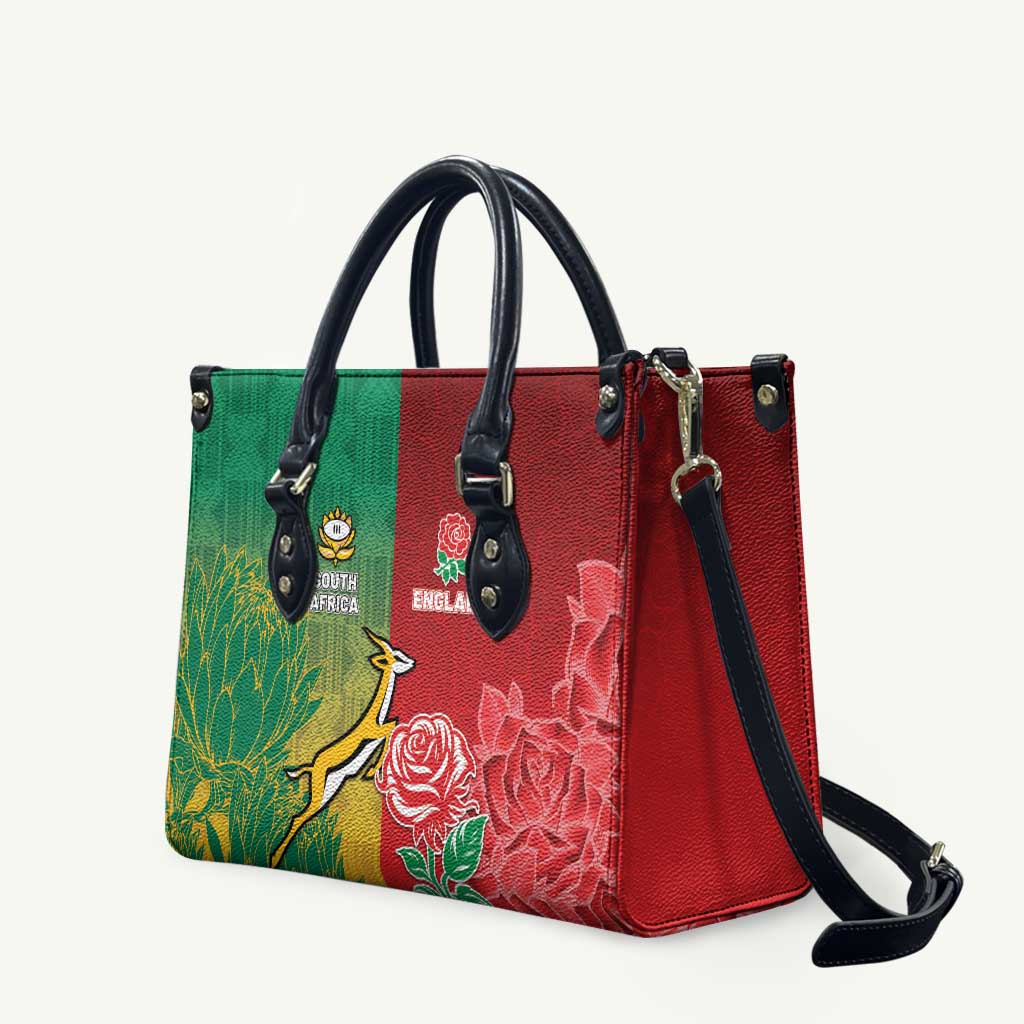 South Africa And England Rugby Leather Bag Springboks And Red Rose Together - African Pride