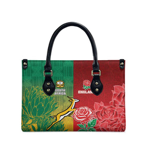South Africa And England Rugby Leather Bag Springboks And Red Rose Together - African Pride