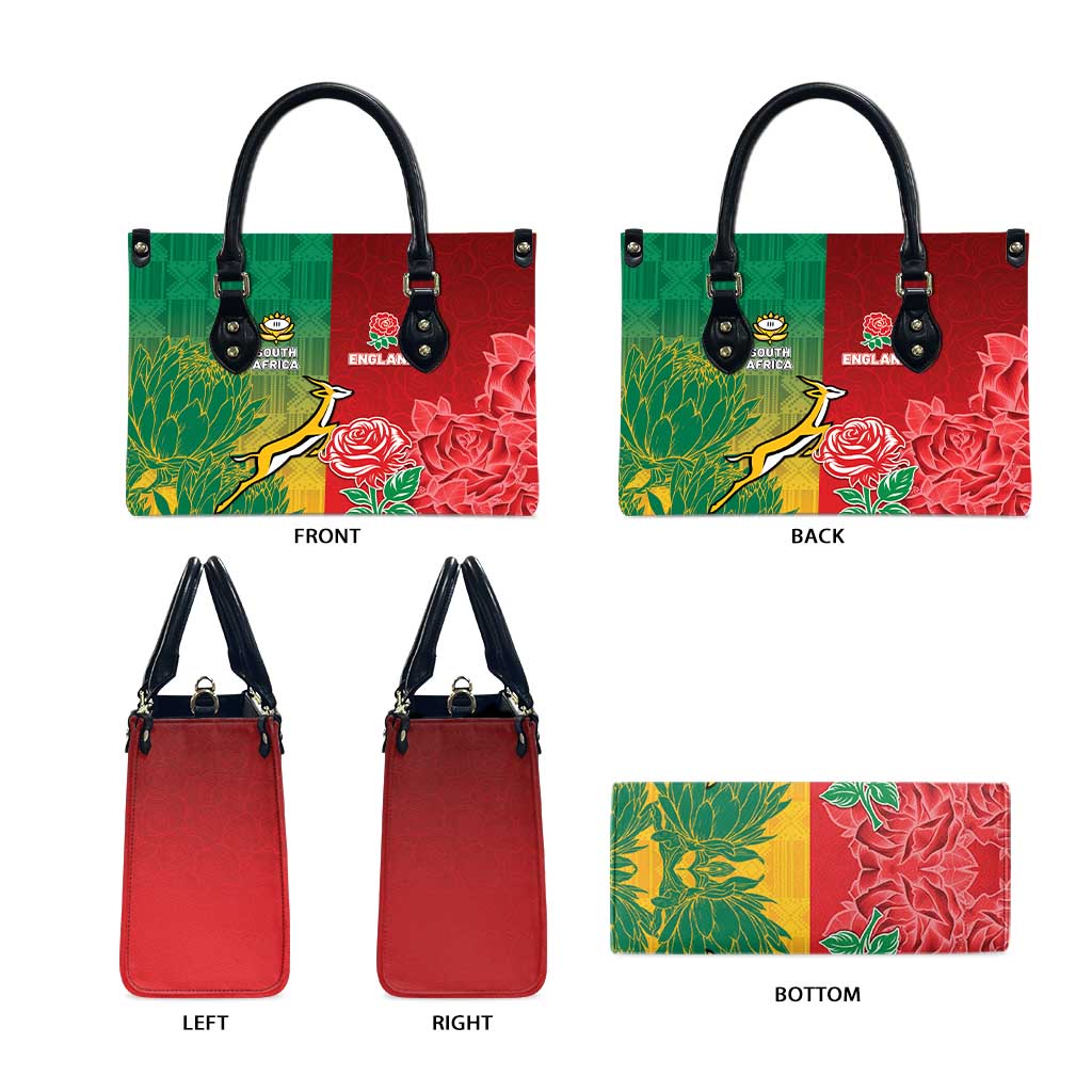 South Africa And England Rugby Leather Bag Springboks And Red Rose Together - African Pride