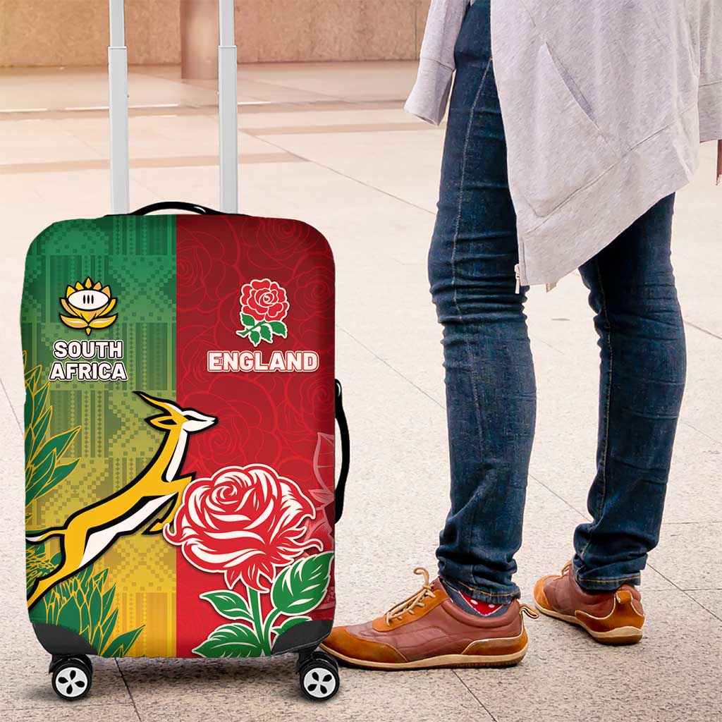 South Africa And England Rugby Luggage Cover Springboks And Red Rose Together - African Pride