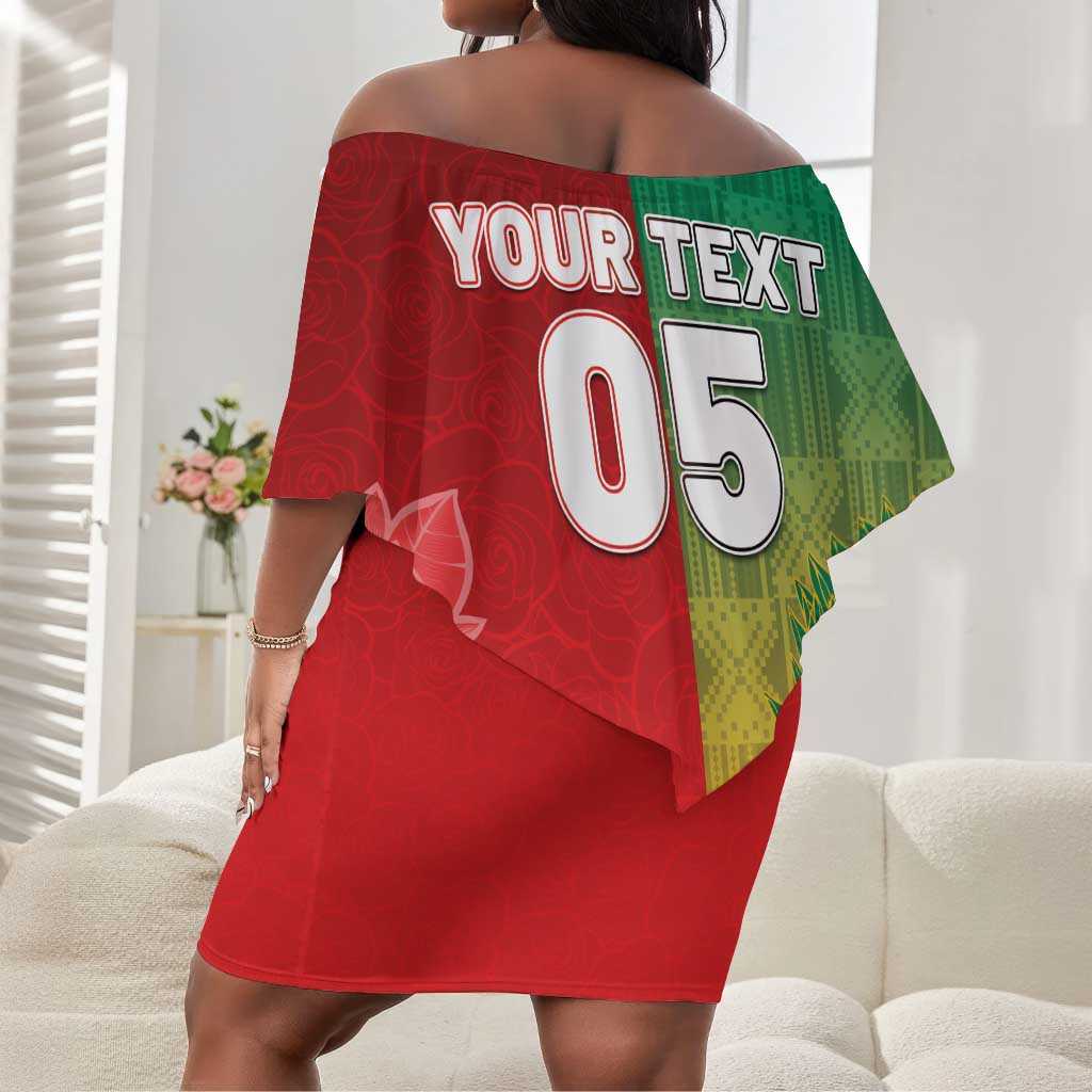 South Africa And England Rugby Custom Off Shoulder Short Dress Springboks And Red Rose Together - African Pride