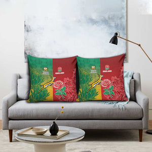 South Africa And England Rugby Pillow Cover Springboks And Red Rose Together - African Pride