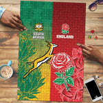 South Africa And England Rugby Puzzle Springboks And Red Rose Together - African Pride