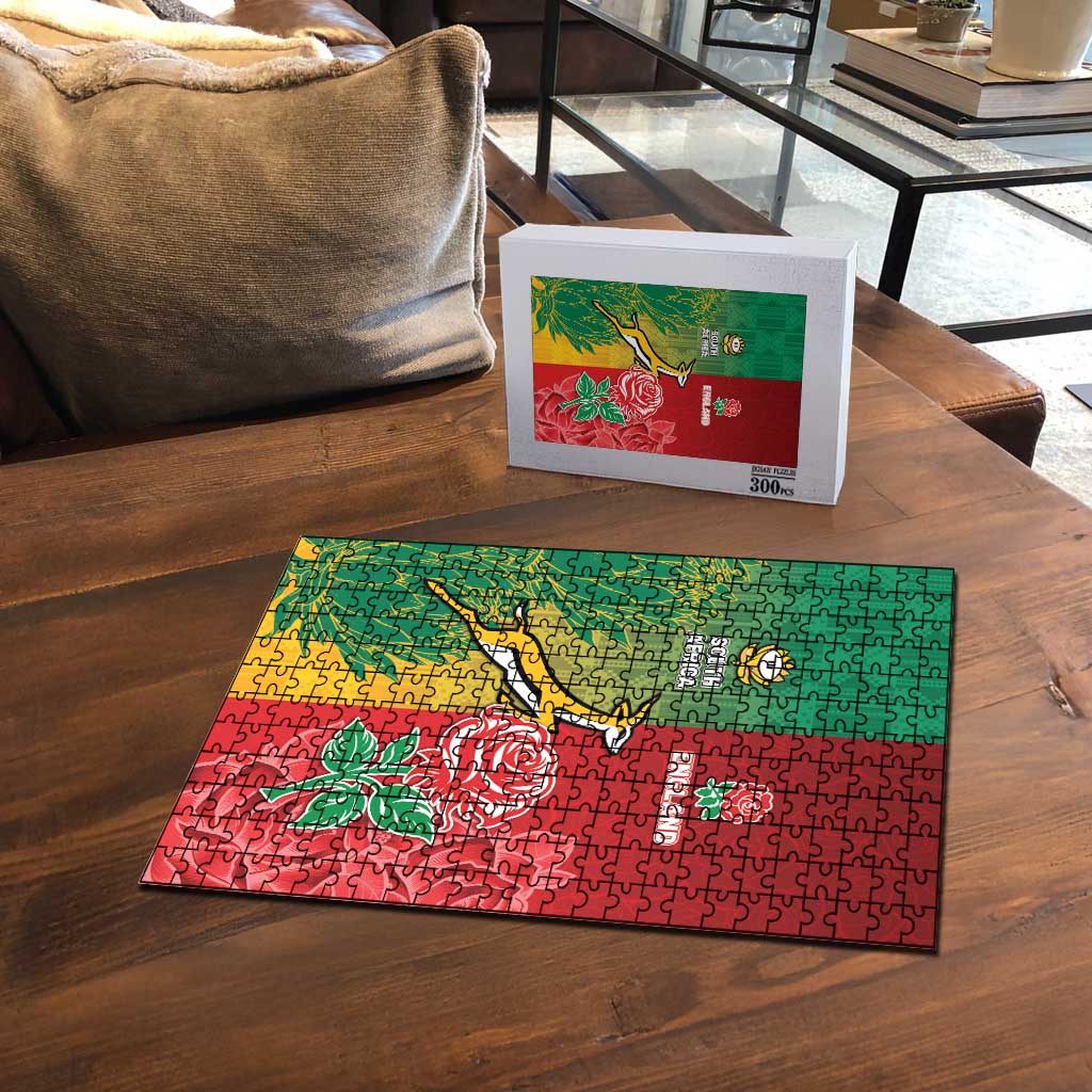 South Africa And England Rugby Puzzle Springboks And Red Rose Together - African Pride