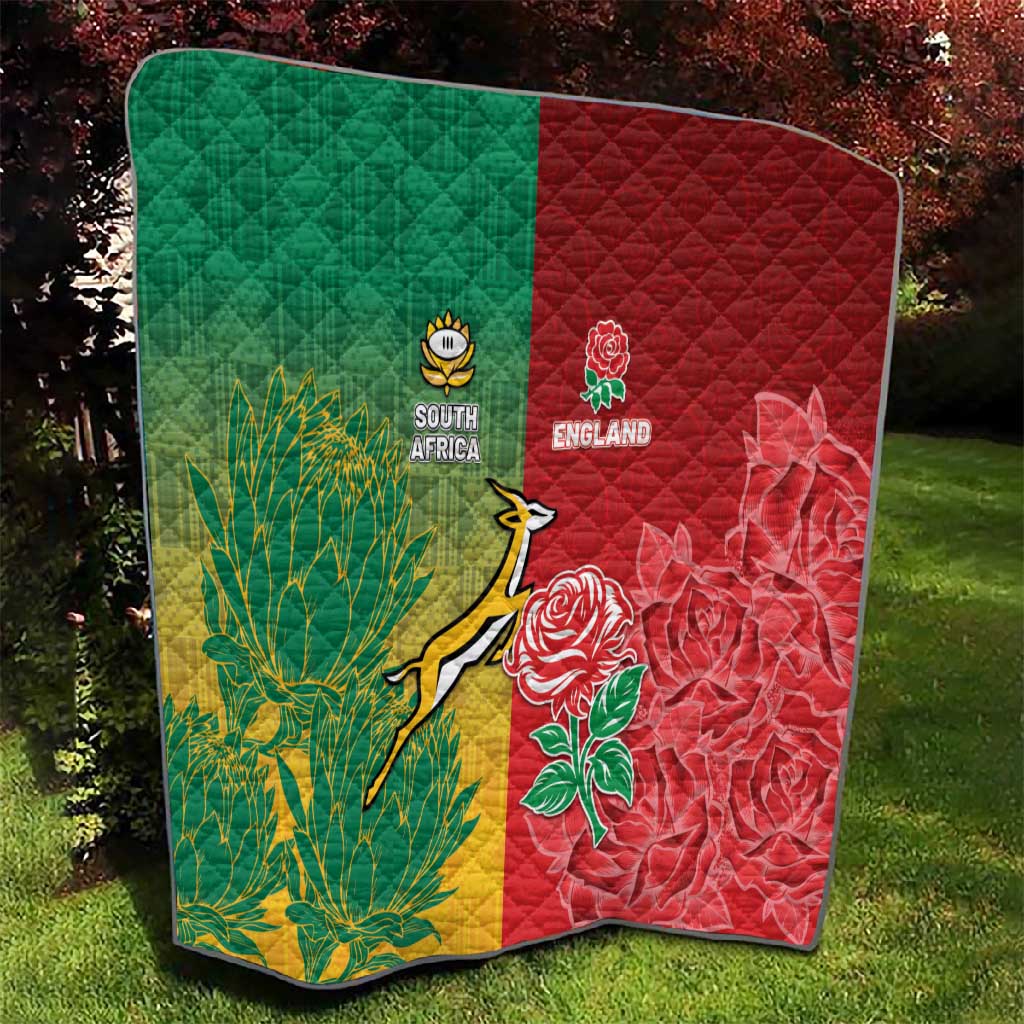 South Africa And England Rugby Quilt Springboks And Red Rose Together - African Pride