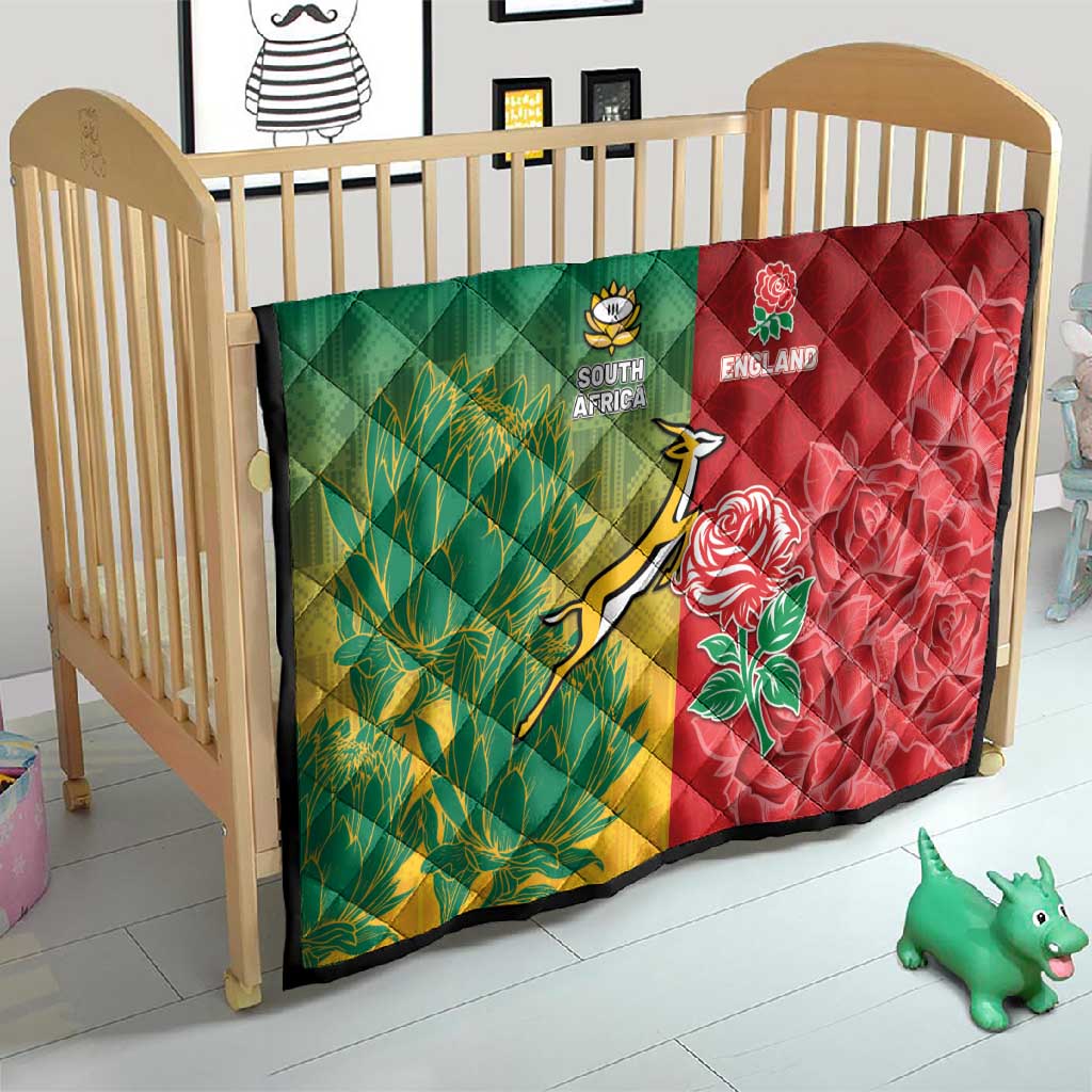 South Africa And England Rugby Quilt Springboks And Red Rose Together - African Pride