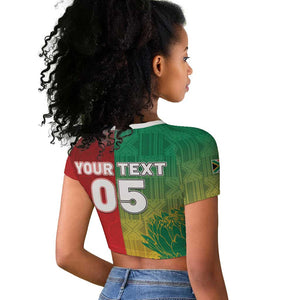 South Africa And England Rugby Custom Raglan Cropped T shirt Springboks And Red Rose Together - African Pride