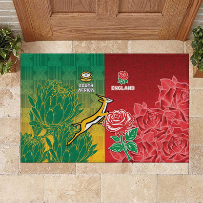 South Africa And England Rugby Rubber Doormat Springboks And Red Rose Together - African Pride