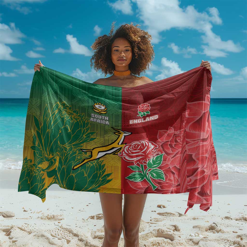 South Africa And England Rugby Sarong Springboks And Red Rose Together - African Pride
