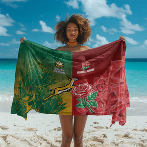 South Africa And England Rugby Sarong Springboks And Red Rose Together - African Pride