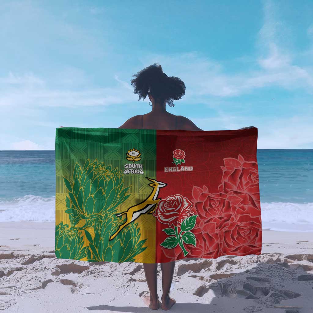 South Africa And England Rugby Sarong Springboks And Red Rose Together - African Pride