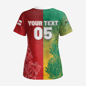 South Africa And England Rugby Custom Scrub Top Springboks And Red Rose Together - African Pride