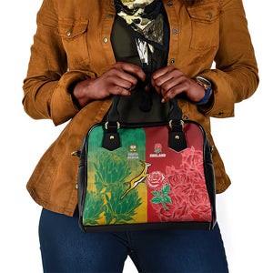 South Africa And England Rugby Shoulder Handbag Springboks And Red Rose Together - African Pride