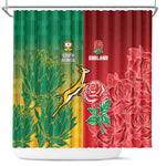 South Africa And England Rugby Shower Curtain Springboks And Red Rose Together - African Pride