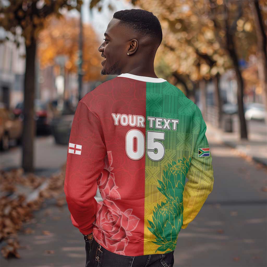 South Africa And England Rugby Custom Sweatshirt Springboks And Red Rose Together - African Pride