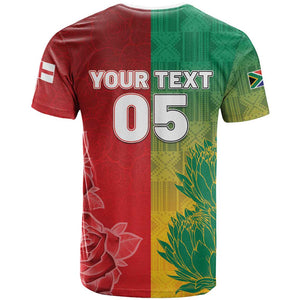 South Africa And England Rugby Custom T shirt Springboks And Red Rose Together - African Pride