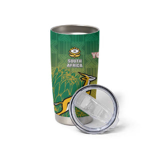 South Africa And England Rugby Custom Tumbler Cup Springboks And Red Rose Together - African Pride
