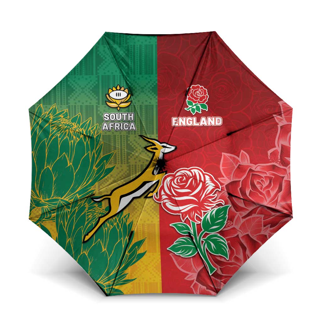 South Africa And England Rugby Umbrella Springboks And Red Rose Together - African Pride