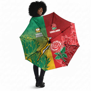 South Africa And England Rugby Umbrella Springboks And Red Rose Together - African Pride