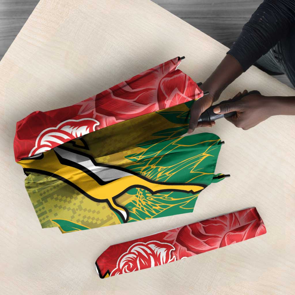 South Africa And England Rugby Umbrella Springboks And Red Rose Together - African Pride
