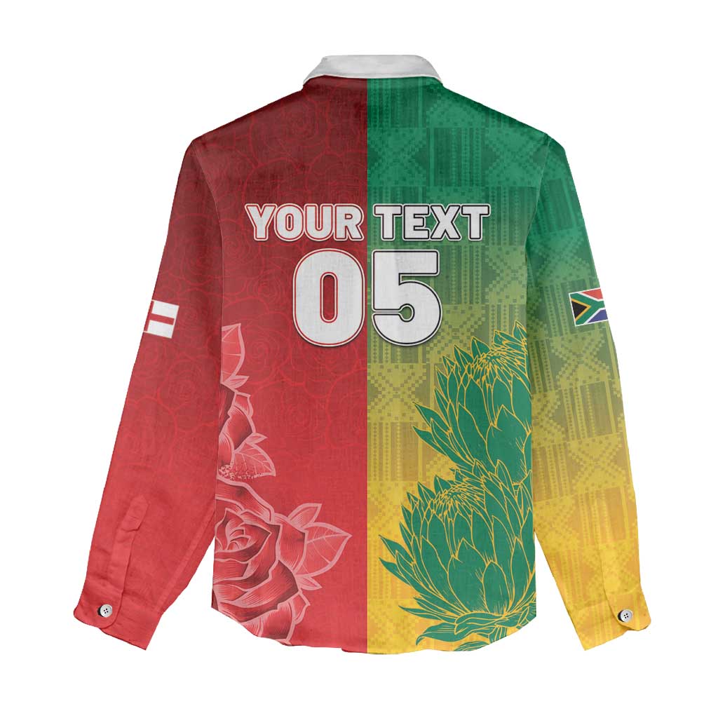 South Africa And England Rugby Custom Women Casual Shirt Springboks And Red Rose Together - African Pride