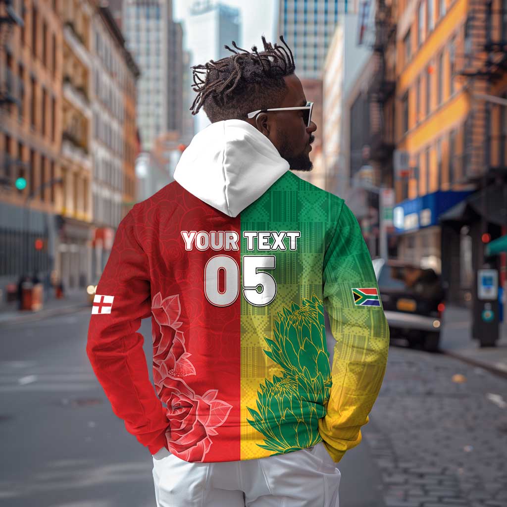 South Africa And England Rugby Custom Zip Hoodie Springboks And Red Rose Together - African Pride