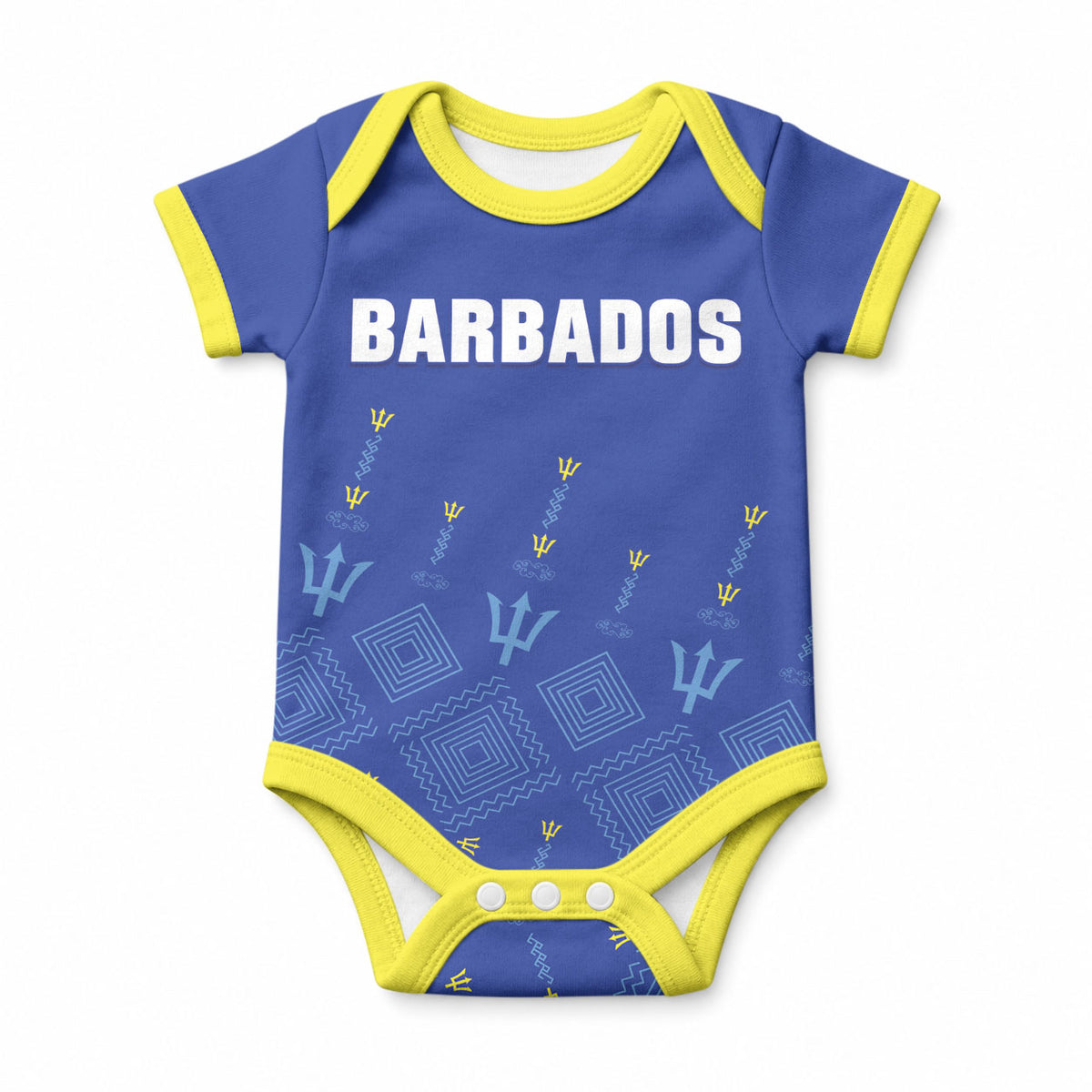 Custom Barbados 2026 Cricket Baby Onesie Tridents Rise