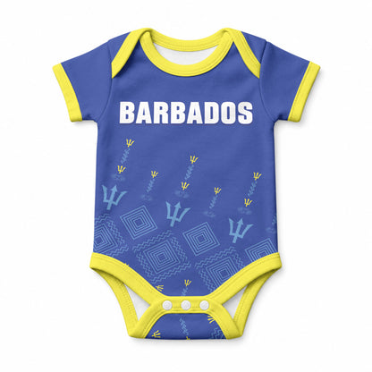 Custom Barbados 2026 Cricket Baby Onesie Tridents Rise