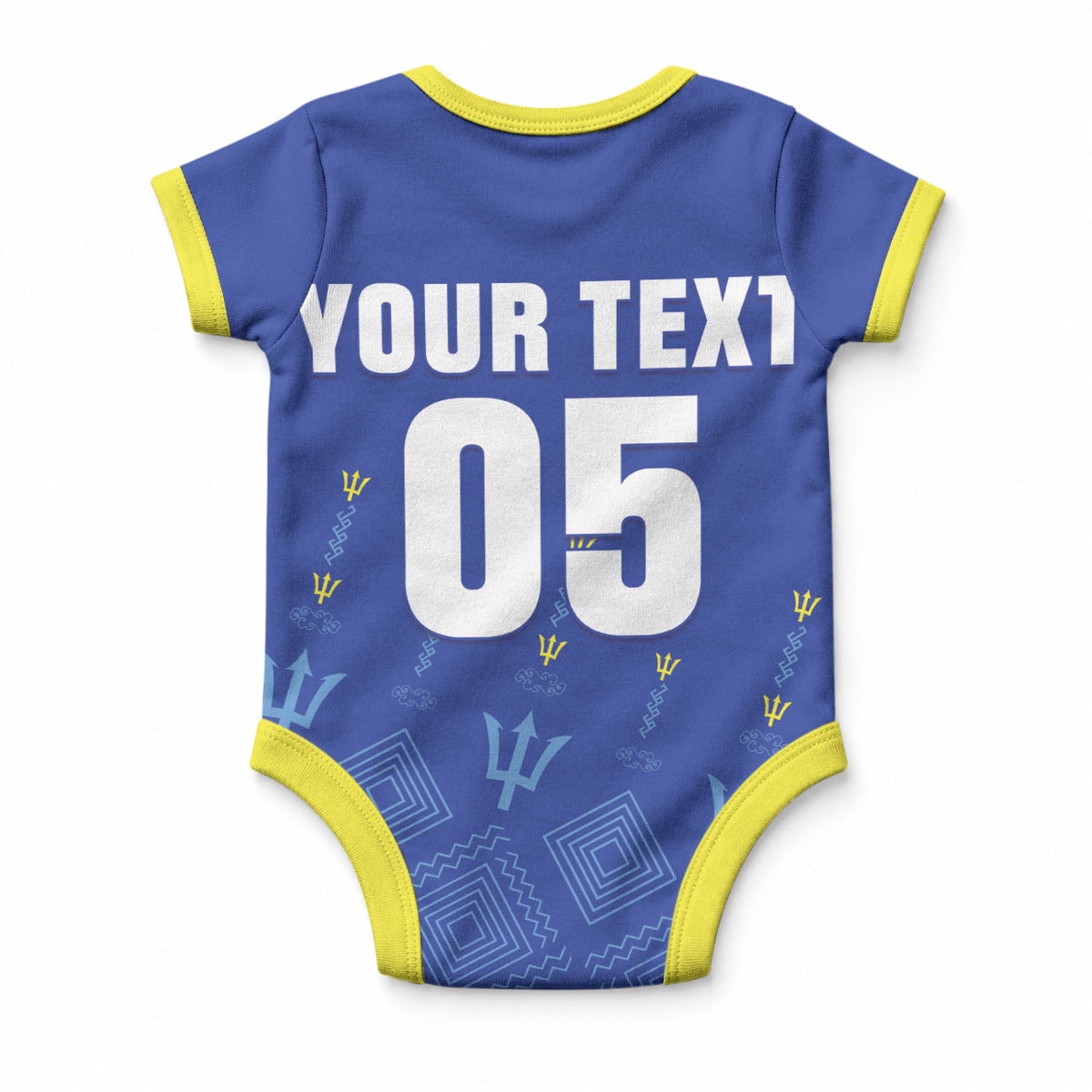 Custom Barbados 2026 Cricket Baby Onesie Tridents Rise