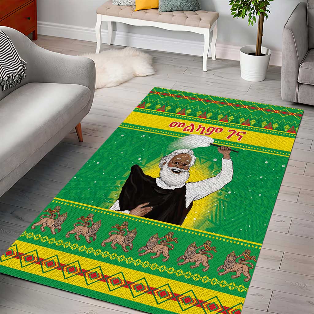 Afro Ethiopia Christmas Area Rug Melkam Gena Yegena Abat