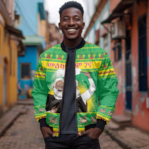 Afro Ethiopia Christmas Bomber Jacket Melkam Gena Yegena Abat