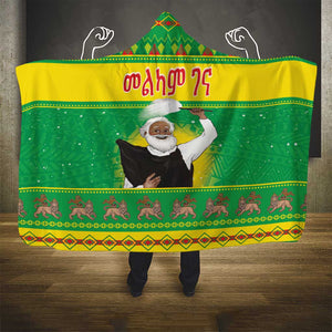 Afro Ethiopia Christmas Hooded Blanket Melkam Gena Yegena Abat