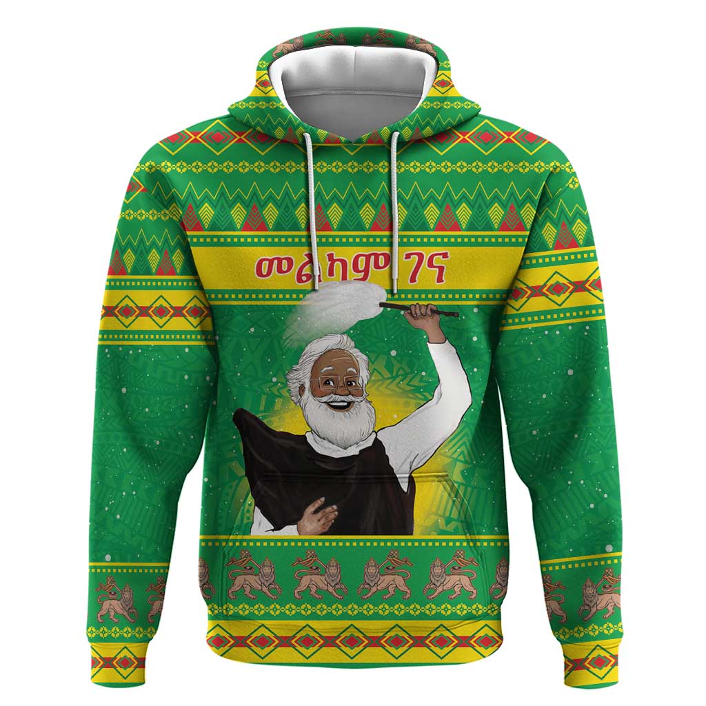 Afro Ethiopia Christmas Hoodie Melkam Gena Yegena Abat