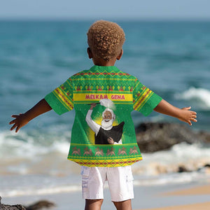 Afro Ethiopia Christmas Kid Hawaiian Shirt Melkam Gena Yegena Abat