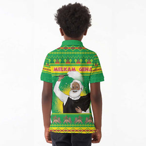 Afro Ethiopia Christmas Kid Polo Shirt Melkam Gena Yegena Abat